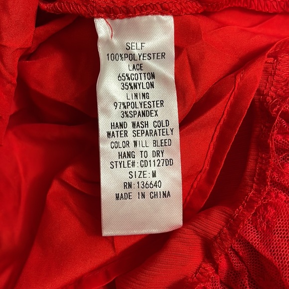 Red V-neckline lace ruffle crisscross back cutout dress - Picture 13 of 13